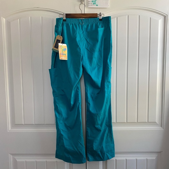 Cherokee Womens Scrub Pull-On Pants Elastic Waist Straight Leg NWT, Teal SZ L - Picture 3 of 12